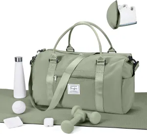 Gym Bags for Women Men with Shoes Compartment,Sports Duffle Bags Personal item travel Duffel Tote Bag Small Carry on Weekender Overnight Bag Workout Dance Bag Hospital Holdalls Grey Green