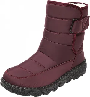 Hbeylia Winter Snow Boots For Women Men Unisex Waterproof Thermal Fleece Lining Anti Skid Mid Calf Boots Wedge Platform Warm Wool Fuzzy Ankle Booties Outdoor Work Camping Short Boots For Boys Girls