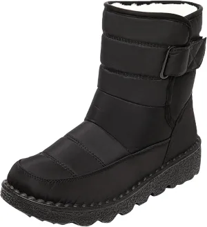 Hbeylia Winter Snow Boots For Women Men Unisex Waterproof Thermal Fleece Lining Anti Skid Mid Calf Boots Wedge Platform Warm Wool Fuzzy Ankle Booties Outdoor Work Camping Short Boots For Boys Girls