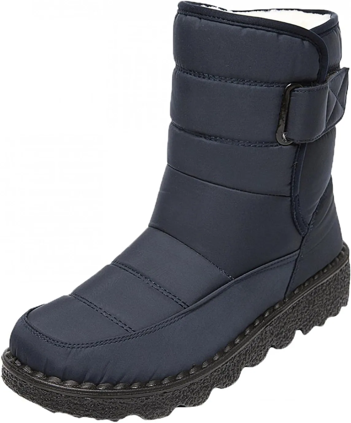 Hbeylia Winter Snow Boots For Women Men Unisex Waterproof Thermal Fleece Lining Anti Skid Mid Calf Boots Wedge Platform Warm Wool Fuzzy Ankle Booties Outdoor Work Camping Short Boots For Boys Girls