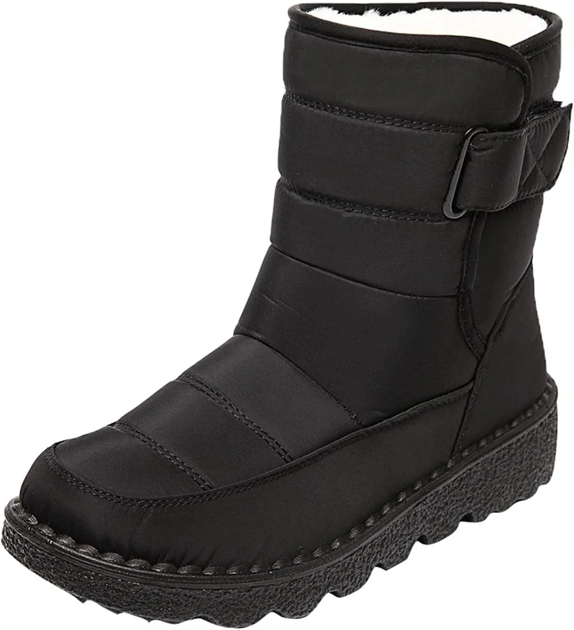 Hbeylia Winter Snow Boots For Women Men Unisex Waterproof Thermal Fleece Lining Anti Skid Mid Calf Boots Wedge Platform Warm Wool Fuzzy Ankle Booties Outdoor Work Camping Short Boots For Boys Girls