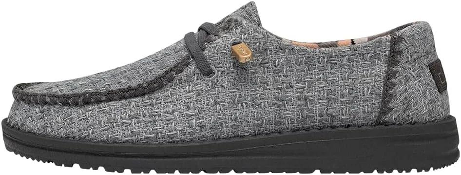Hey Dude Women's Wendy Woven Cinder Size 8 | Women’s Shoes | Women’s Lace Up Loafers | Comfortable & Light-Weight
