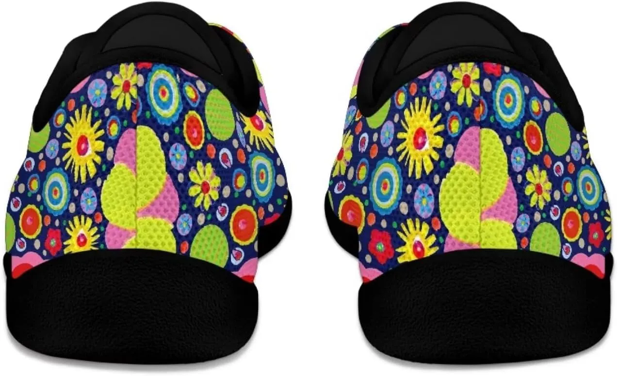 Hippie Flowers Casual Dress Barefoot Shoes Comfort Lace Up Zreo Drop Knit Sneaker Breathable Light Non Slip