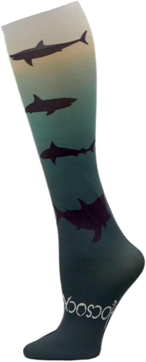 Hocsocx Sharks Socks Performance Liner Moisture-Wicking Protection for Field Hockey, Ice Hockey, and Soccer