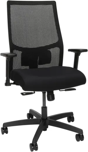 HON Office Desk Chair Ignition 2.0 - Ergonomic Desk Chair, Home Office Chairs, Adjustable Lumbar & Armrests, Seat-Slide, Back Support, Cushion, Swivel Wheels, Black