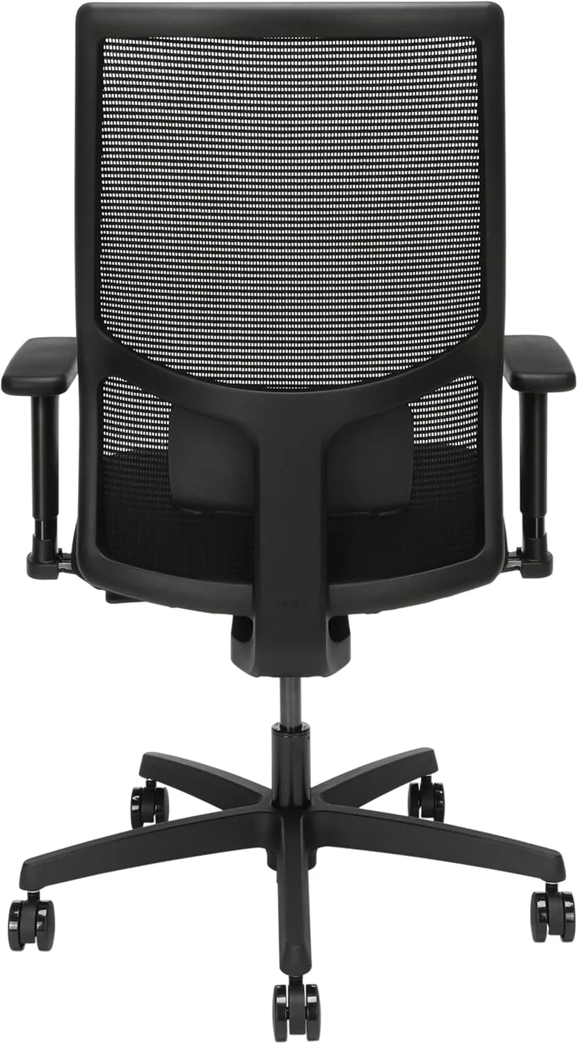HON Office Desk Chair Ignition 2.0 - Ergonomic Desk Chair, Home Office Chairs, Adjustable Lumbar & Armrests, Seat-Slide, Back Support, Cushion, Swivel Wheels, Black