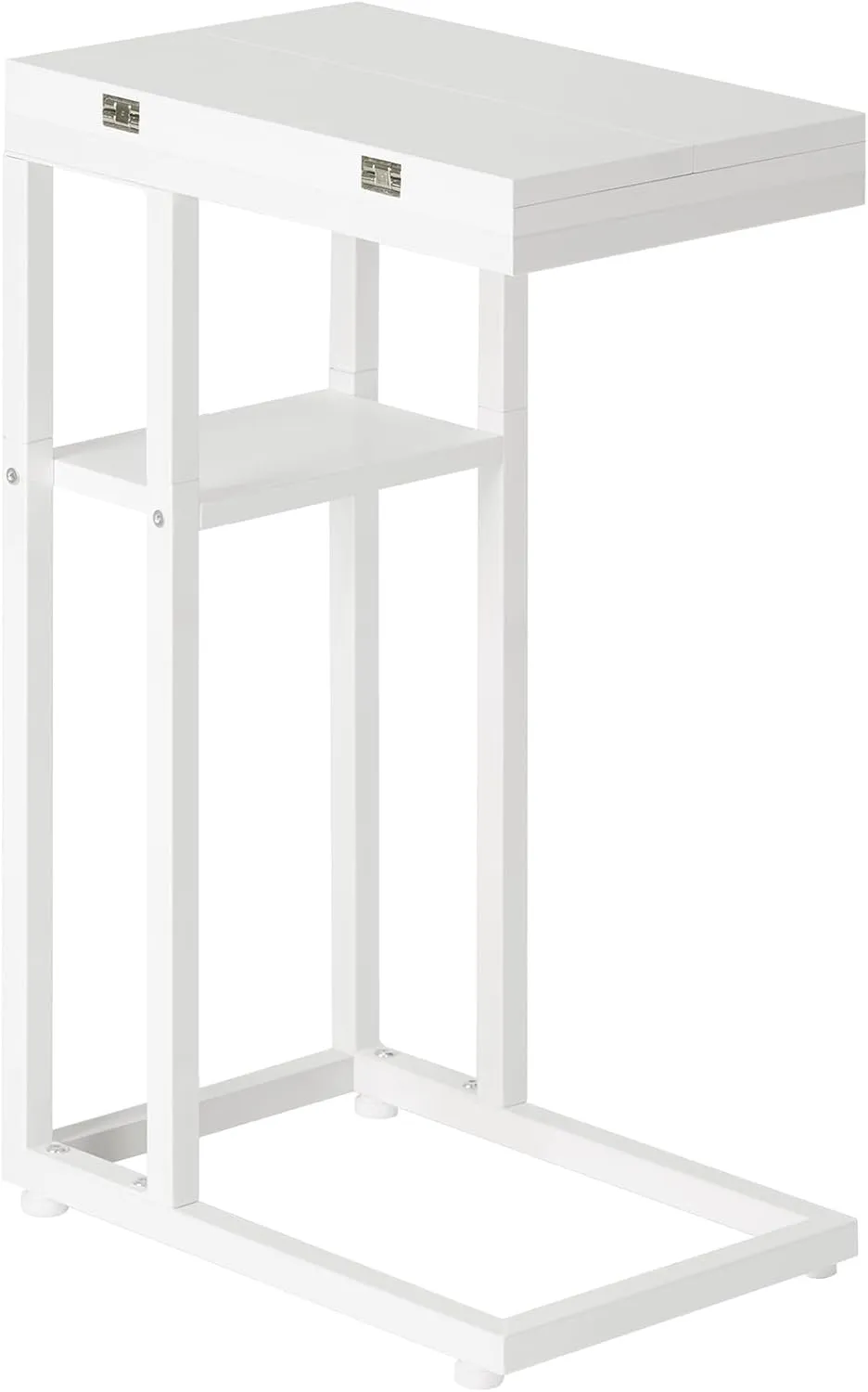 HOOBRO Foldable End Table, C Shaped Side Table with Storage Shelf, Small Snack Table Suitable for Living Room Bedroom Small Spaces, Easy Assembly, White WW29SF01