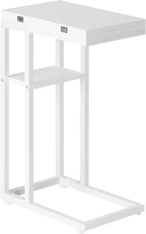 HOOBRO Foldable End Table, C Shaped Side Table with Storage Shelf, Small Snack Table Suitable for Living Room Bedroom Small Spaces, Easy Assembly, White WW29SF01