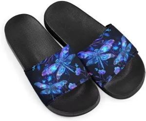 Howilath Blue Butterfly Print Summer Slide Slippers for Men Women Kid, Sunflower Colorful Tie-dye Animals House Slippers Slide Sandal Non-Slip Light Weight