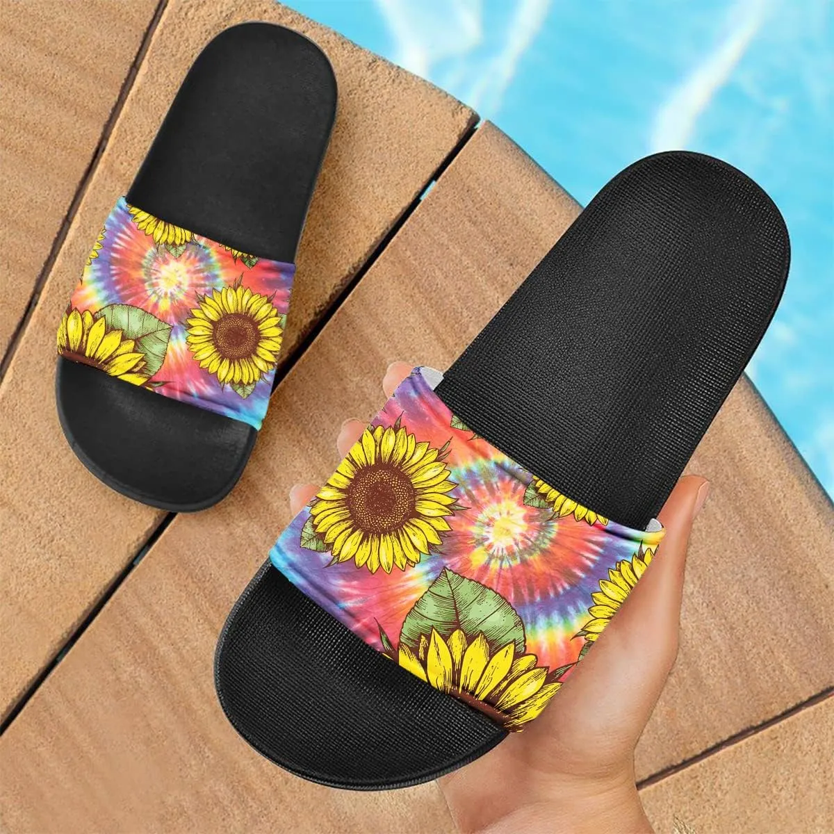 Howilath Novelty Patten Slippers for Women Men, Non-Slip Single Band Slide Sandals Open Toe Soft Sole Flat Sandals