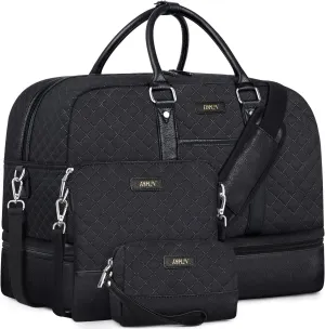 IBFUN Weekender Bags for Women, Large Overnight Bag Canvas Travel Duffel Bag Carry On Tote with Shoe Compartment 21" 3Pcs Set