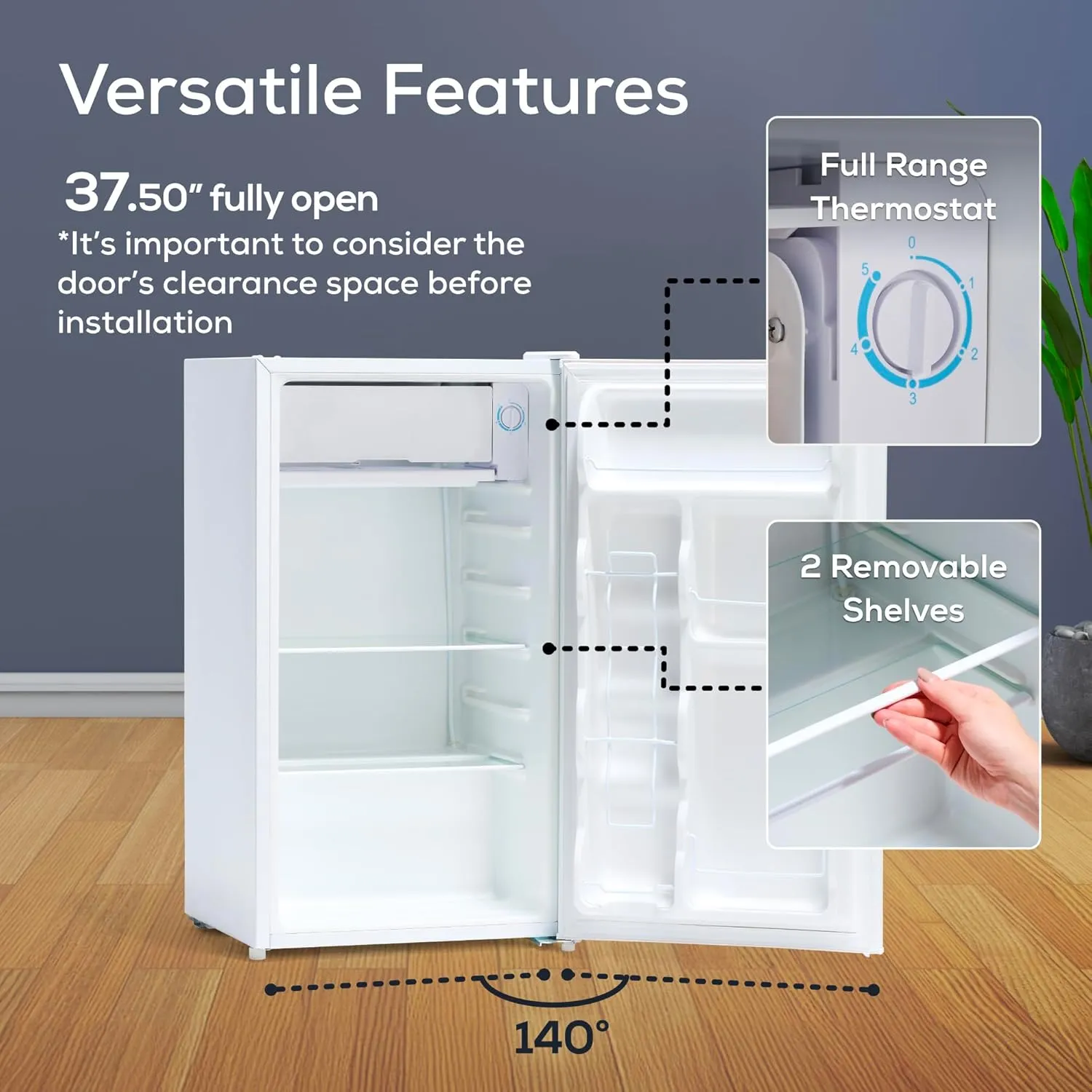 Igloo 3.2 Cu.Ft. Single Door Compact Refrigerator with Freezer, Slide Out Glass Shelf, Perfect for Homes, Offices, Dorms, White