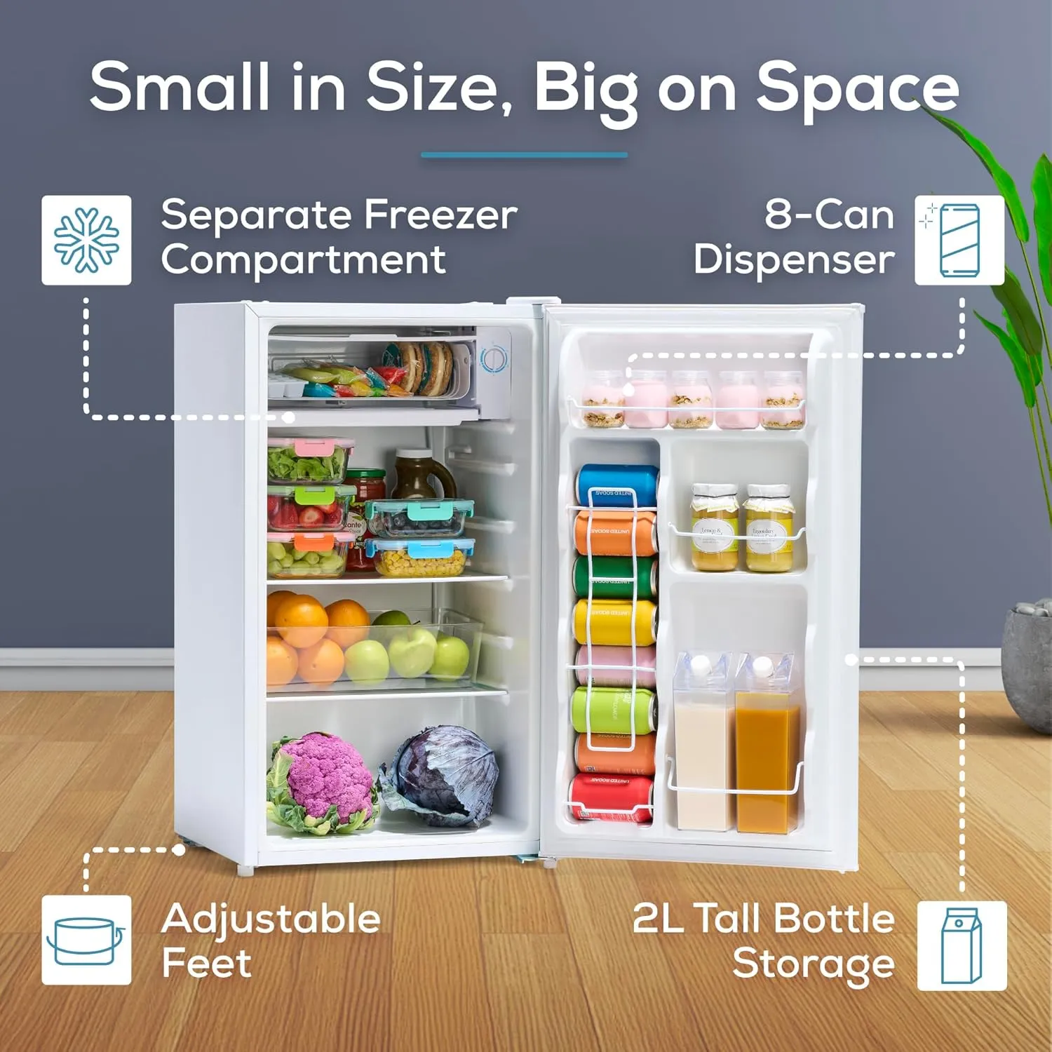 Igloo 3.2 Cu.Ft. Single Door Compact Refrigerator with Freezer, Slide Out Glass Shelf, Perfect for Homes, Offices, Dorms, White