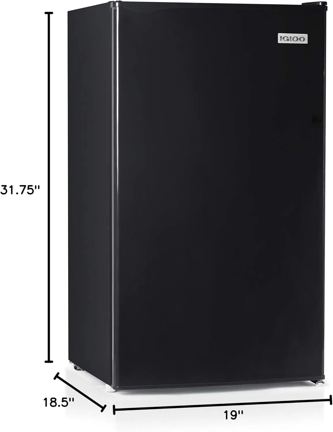 Igloo IRF32BK Single Door Compact Refrigerator with Freezer, Slide Out Glass Shelf, Perfect for Homes, Offices, Dorms, 3.2 Cu.ft