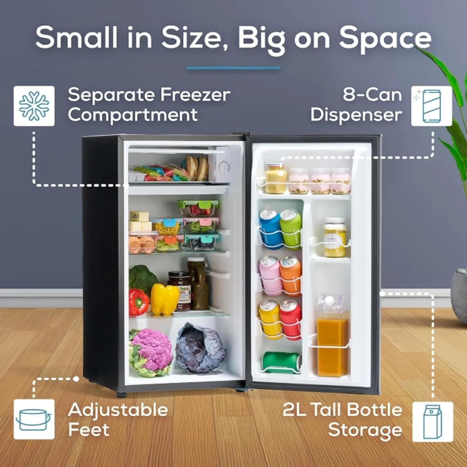 Igloo IRF32BK Single Door Compact Refrigerator with Freezer, Slide Out Glass Shelf, Perfect for Homes, Offices, Dorms, 3.2 Cu.ft