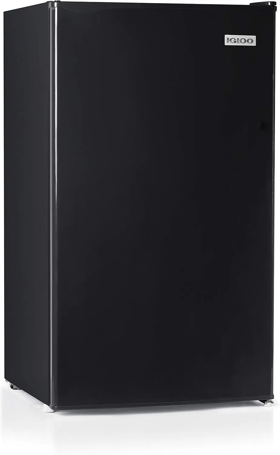 Igloo IRF32BK Single Door Compact Refrigerator with Freezer, Slide Out Glass Shelf, Perfect for Homes, Offices, Dorms, 3.2 Cu.ft