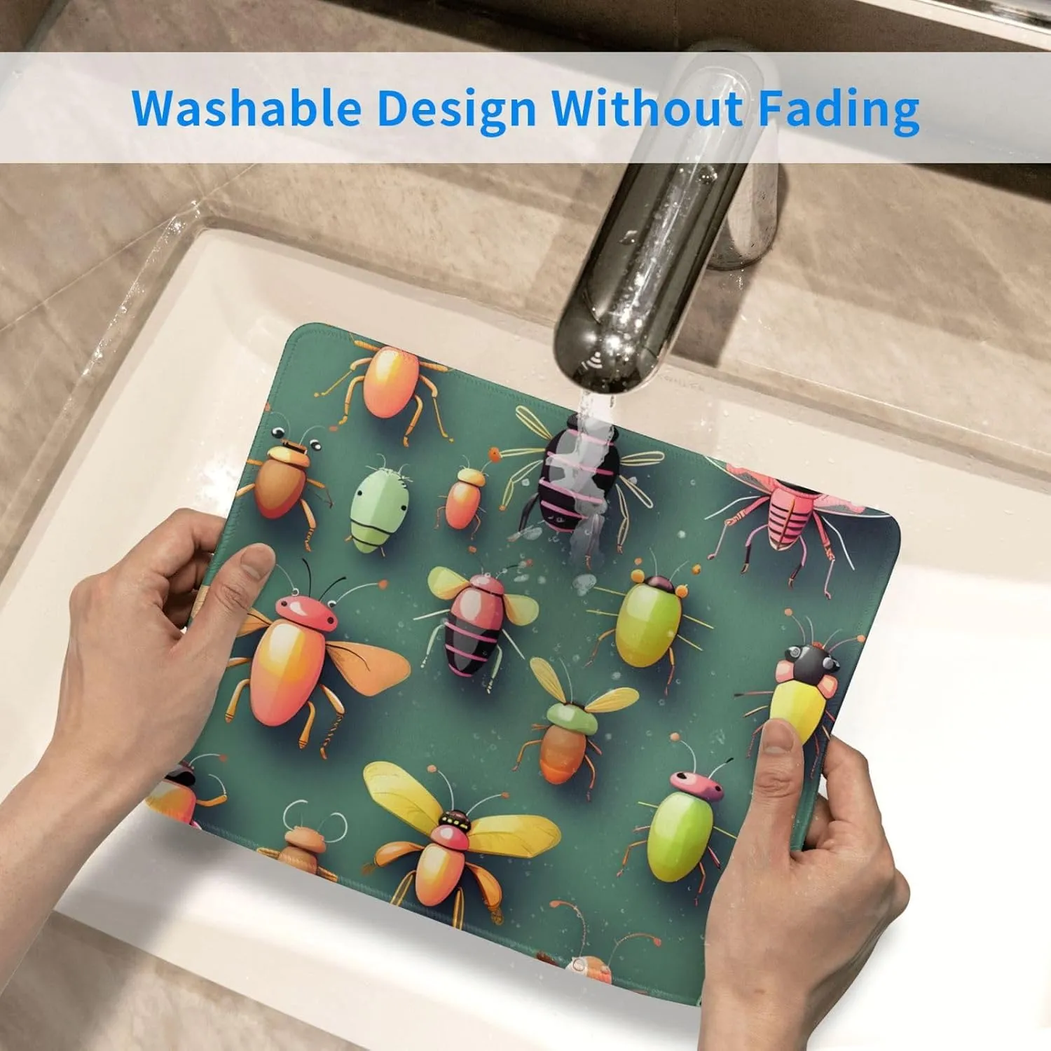Insect Atlas Pattern Mouse Pad, Easy to Slide, Splash Resistant Surface, Personalized Design, Portable,7.9 X 9.5 in