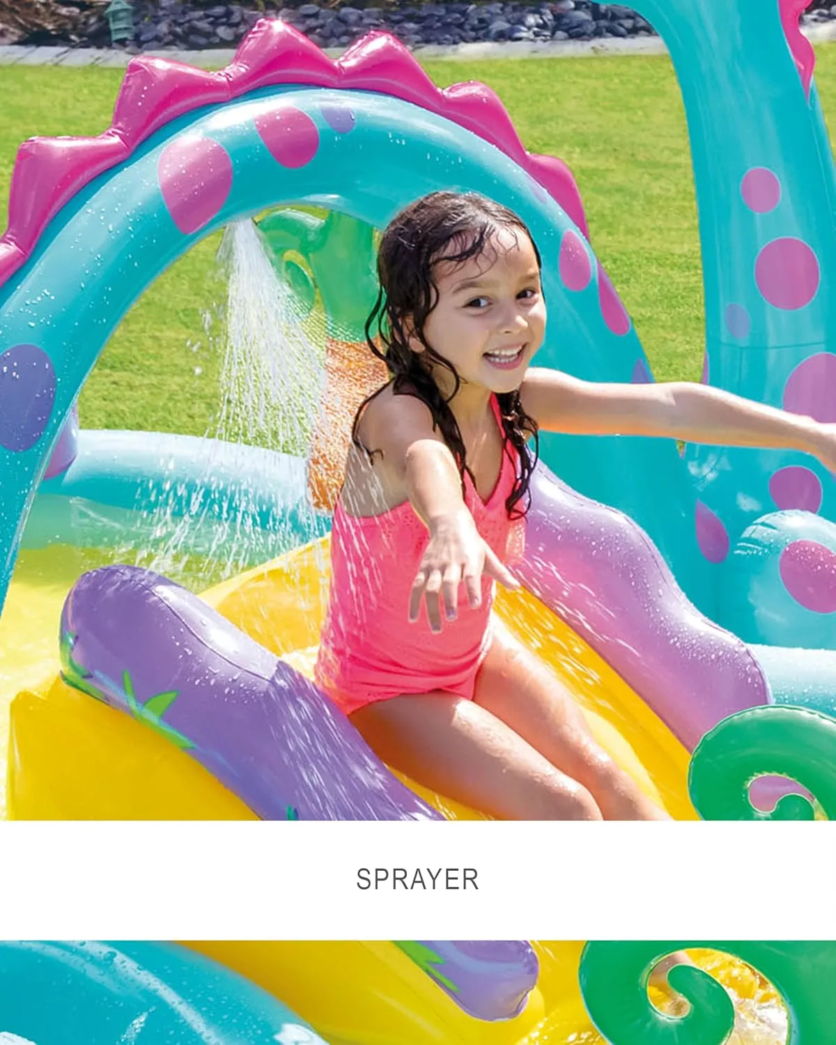 Intex 11' x 7.5' x 44" Dinoland Play Center Kiddie Inflatable Outdoor Swimming Pool