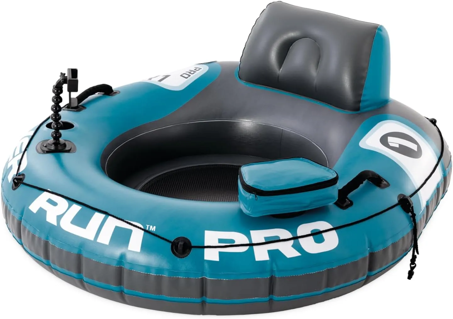 INTEX 56843EP River Run 1 Pro Inflatable Floating Lounge: GoPro/Phone Mount – Built-in Cup Holder and Storage Compartment – Durable Grab Handles – Easy-to-Use Connectors – 220lb Weight Capacity