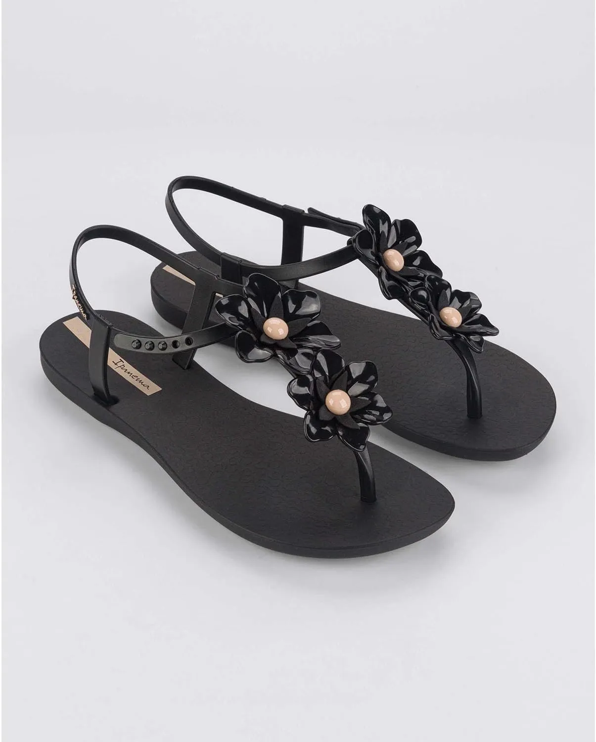 Ipanema Duo Flowers Fem Womens Sandals - Comfy Open Toe Sandals for Women, Thong Sandals w/T-Strap, Adjustable Ankle Strap, Floral Design, Dressy Sandals, Summer Dress Sandals