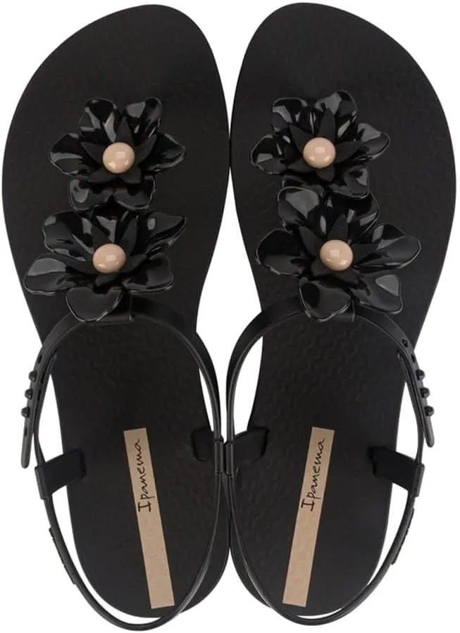 Ipanema Duo Flowers Fem Womens Sandals - Comfy Open Toe Sandals for Women, Thong Sandals w/T-Strap, Adjustable Ankle Strap, Floral Design, Dressy Sandals, Summer Dress Sandals