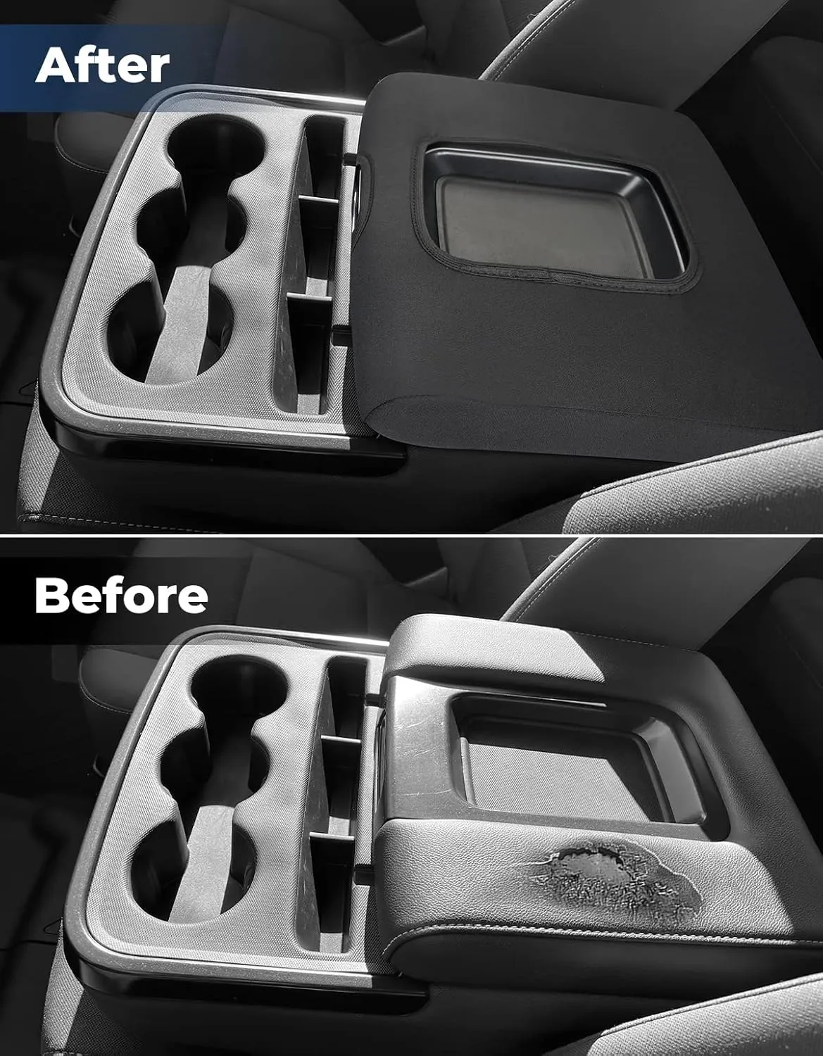 ISSYAUTO Center Console Cover Compatible with Silverado Sierra 2014 2015 2016 2017 2018 with 40/20/40 Jump Seat Console Neoprene Armrest Cover (fit Split Bench Seat Console ONLY)