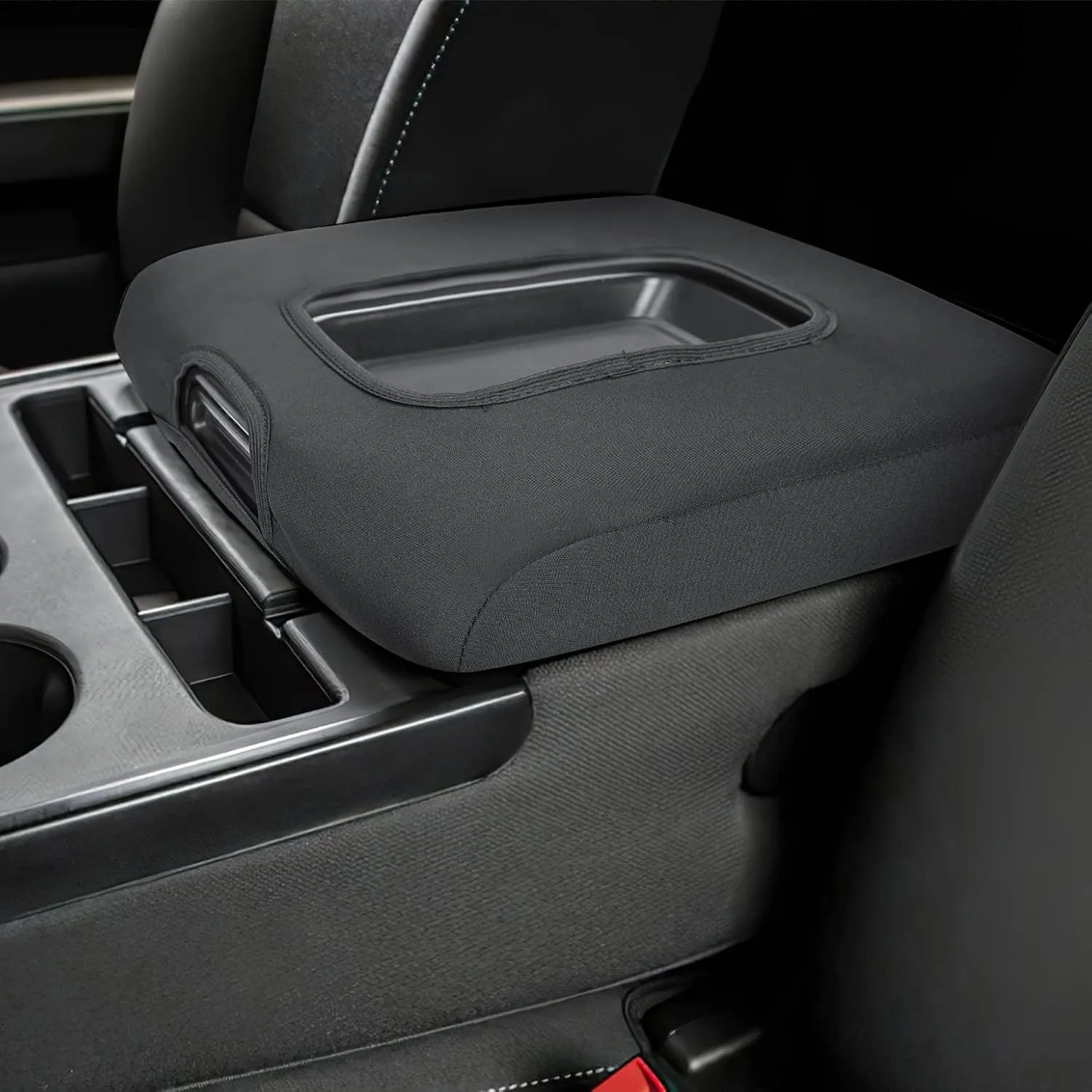 ISSYAUTO Center Console Cover Compatible with Silverado Sierra 2014 2015 2016 2017 2018 with 40/20/40 Jump Seat Console Neoprene Armrest Cover (fit Split Bench Seat Console ONLY)