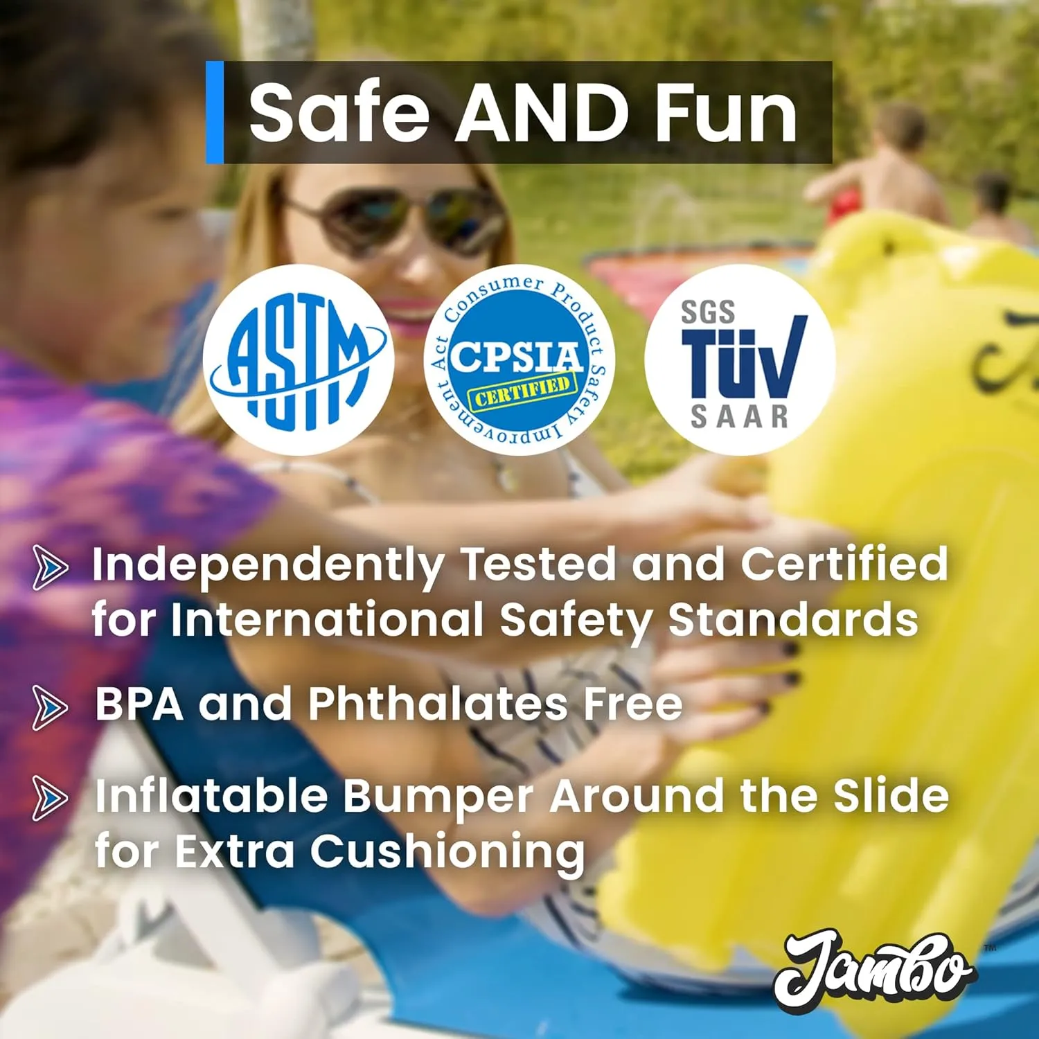 JAMBO 20Ft Premium Slip Splash and Slide with 3 Bodyboards, Heavy Duty Water Slide- Advanced 3-Way Sprinkler System, Long Slide Splash Mat Splash Pad Backyard Outdoor Water Toys n Slides for Kids