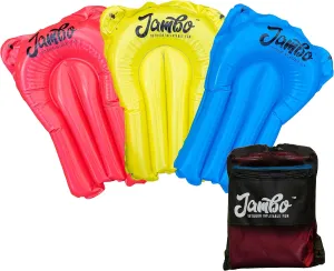 JAMBO 3-Pack Lawn Water Slide Bodyboards with Mesh Storage Bag – Includes Slide Repair Patches, Ground Anchors & Hose Adaptors – Bodyboards Set for Kids and Adults