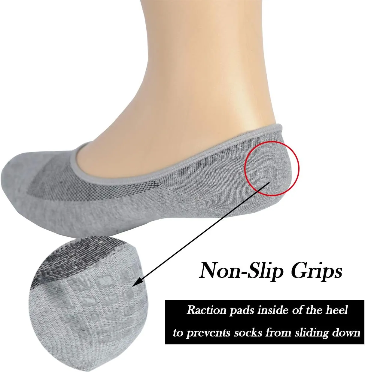 JORMATT Genuine Mens No Show Socks, Loafer Sneakers Low Cut Cotton Socks With Non Slip Grips