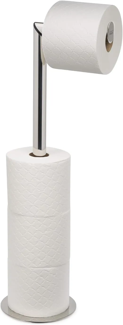 Joseph Joseph EasyStore Luxe 2 in 1 Free-Standing Toilet Paper Holder Stand, Premium Stainless Steel, Up to 4 Toilet Roll Storage