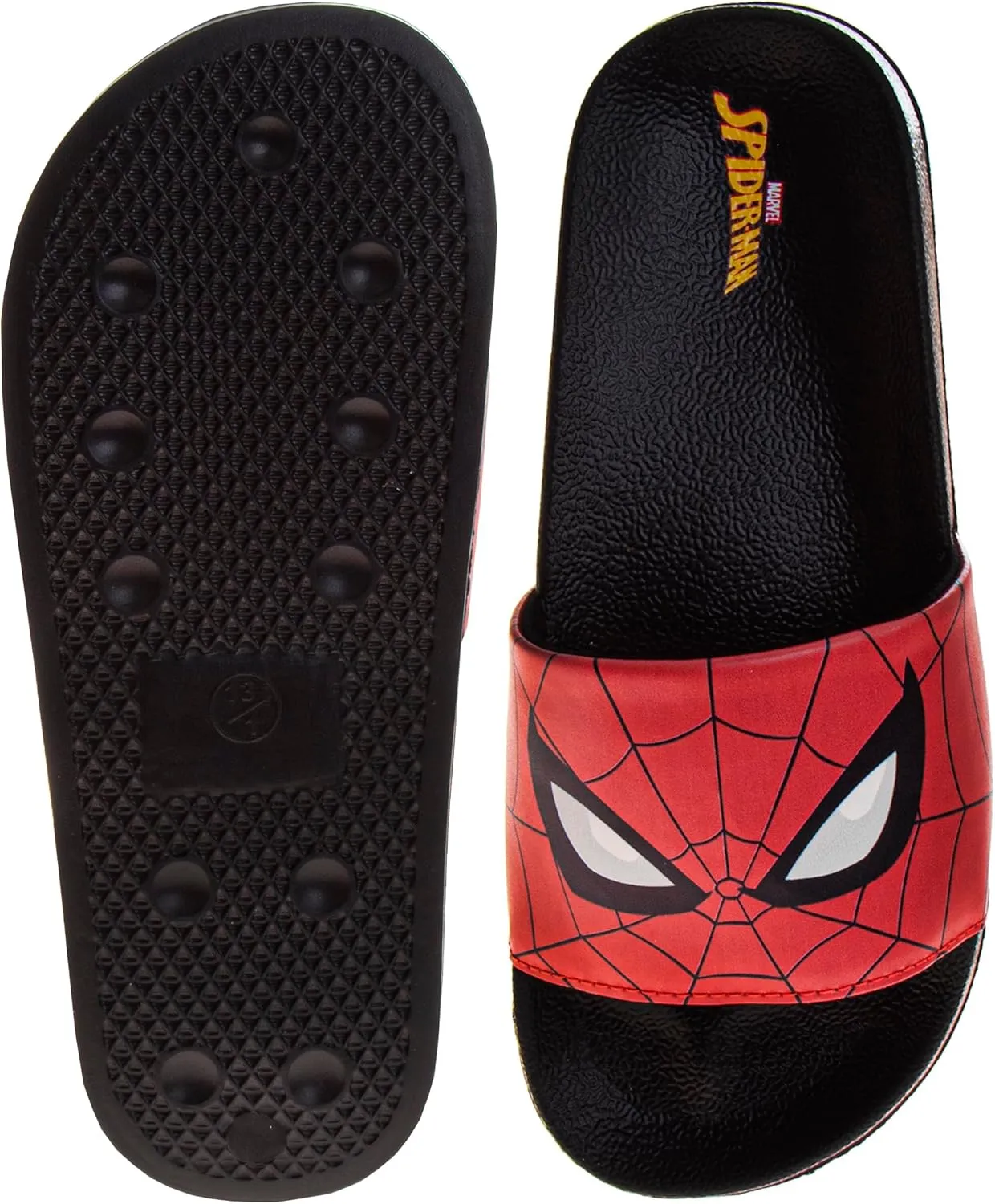 Josmo Marvels Avengers Spiderman Slide Boys SlipOn - Kids Spidey Sandals Beach Summer Slippers Water Shoes (size 11-1 little kid / 2-3 big kid)