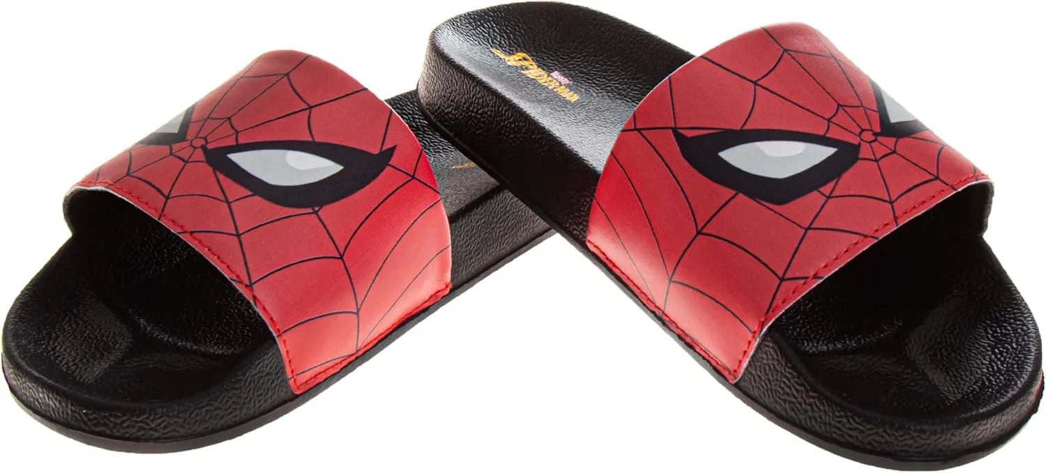 Josmo Marvels Avengers Spiderman Slide Boys SlipOn - Kids Spidey Sandals Beach Summer Slippers Water Shoes (size 11-1 little kid / 2-3 big kid)