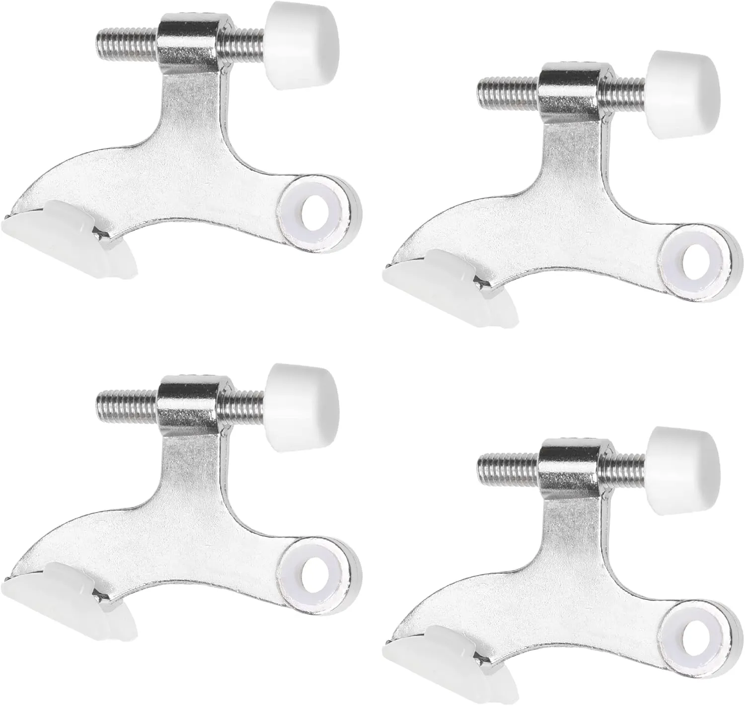Kare & Kind 4X Nickel Hinge Pin Door Stoppers - Door Stops for Hinge - with Protective Bumper Tips - Easy to Install - Prevents Wall and Door Damage (Nickel)