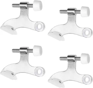Kare & Kind 4X Nickel Hinge Pin Door Stoppers - Door Stops for Hinge - with Protective Bumper Tips - Easy to Install - Prevents Wall and Door Damage (Nickel)