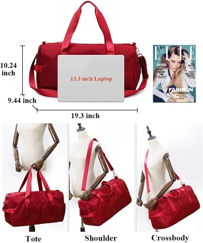 KARRESLY Sports Gym Bag for Women Travel Duffel Bag with Wet Pocket and Shoes Compartment for Training Swim Yoga(Orange)