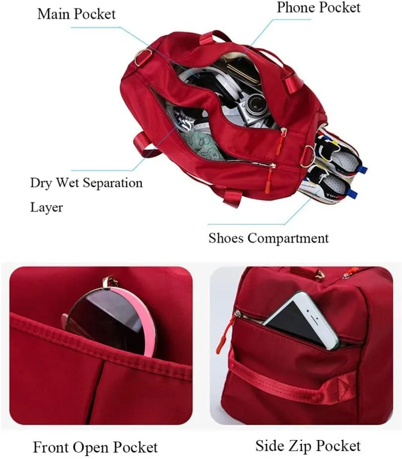 KARRESLY Sports Gym Bag for Women Travel Duffel Bag with Wet Pocket and Shoes Compartment for Training Swim Yoga(Orange)