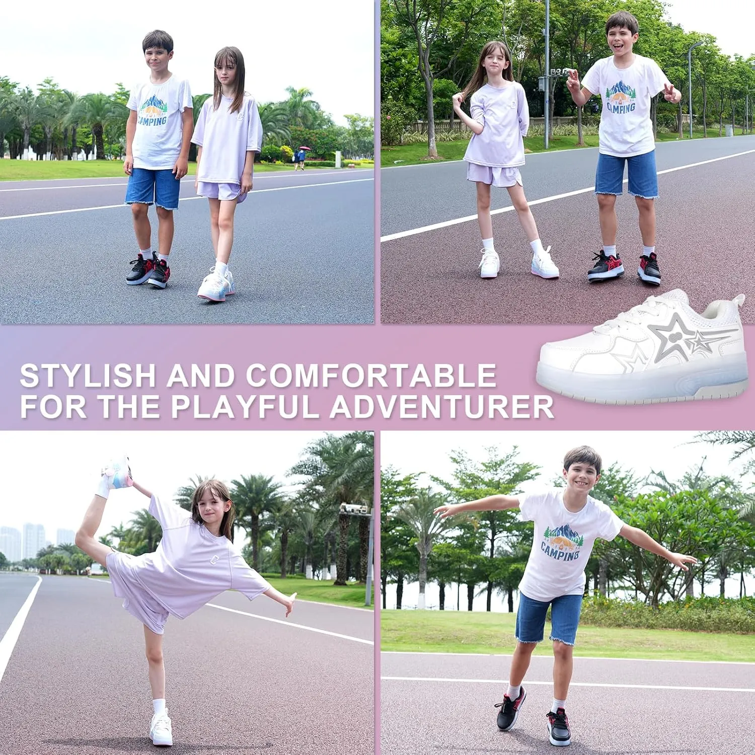 Kids Roller Skate Shoes - Rechargeable Wheels, Fashion Color, Shiny, Birthday for Boys and Girls