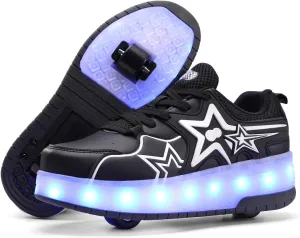 Kids Roller Skate Shoes - Rechargeable Wheels, Fashion Color, Shiny, Birthday for Boys and Girls