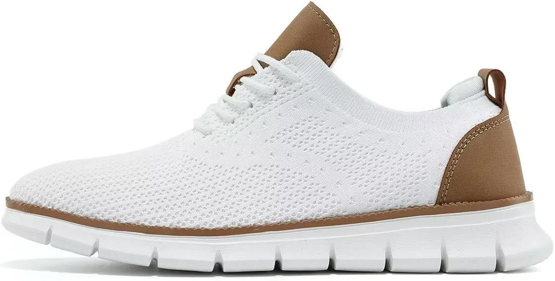 Kundork Men's Casual Dress Shoes Comfort Walking Shoes Mesh Knit Lightweight Breathable Sneakers