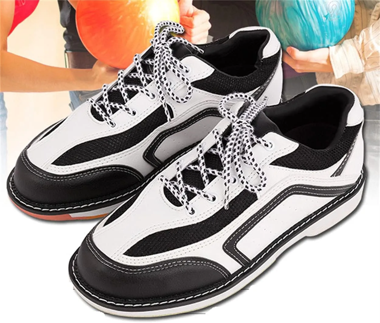 Ladies Bowling Shoes, Women's Bowling Sport Trainers Leather Lawn Bowls Shoes with Sliding Soles