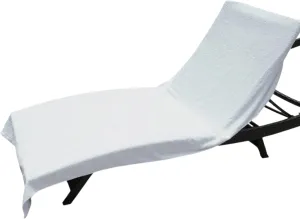 Large Luxury Chaise Pool/Lounge Chair Cover Towel - Fitted Elastic Pocket Won't Slide (White) Versatile Size Pocket Fits Most Standard Cushions. Protective, Absorbent, Easy Care