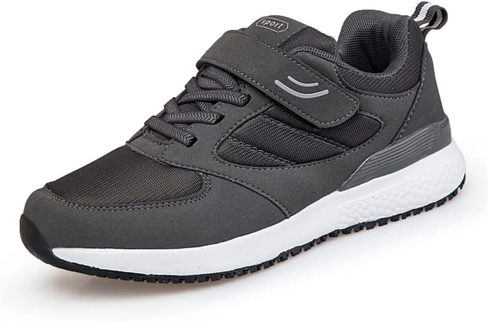 LEADER SHOW Men's Casual Elderly Safety Walking Shoes Light Weight Strap Comfort Sneakers
