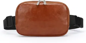 Leather Fanny Pack Bag for Women, Chain Belt Bag Chest Purse Fashionable Crossbody Waist Bags Handbag for Everyday Use Trip Walking Hiking