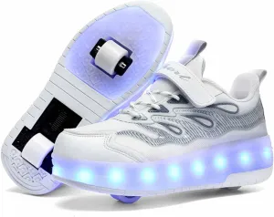 LED Light Up Kids Roller Skate Shoes with 2 Wheel, Sneakers for Boys Girls Birthday Thanksgiving Christmas Day