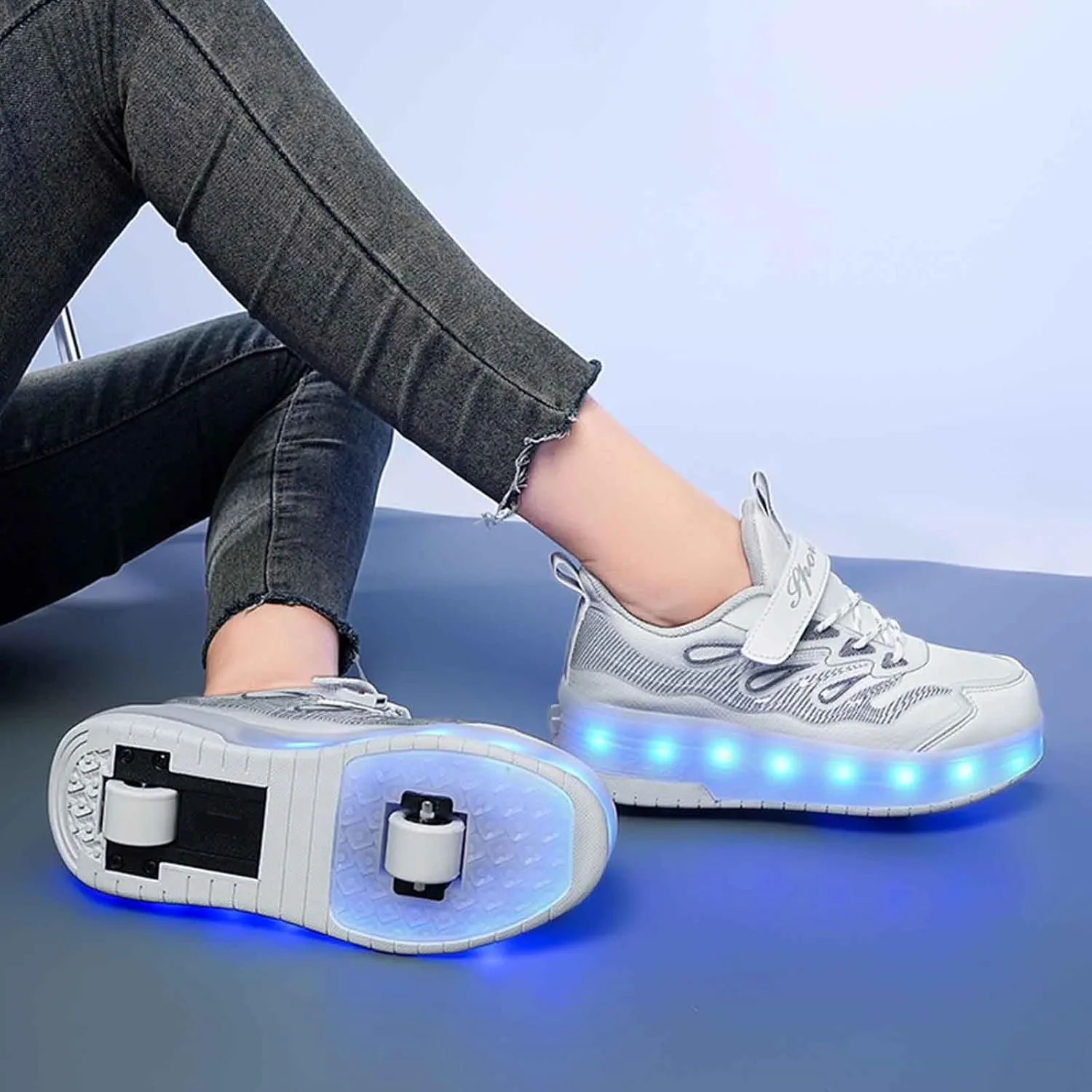 LED Light Up Kids Roller Skate Shoes with 2 Wheel, Sneakers for Boys Girls Birthday Thanksgiving Christmas Day