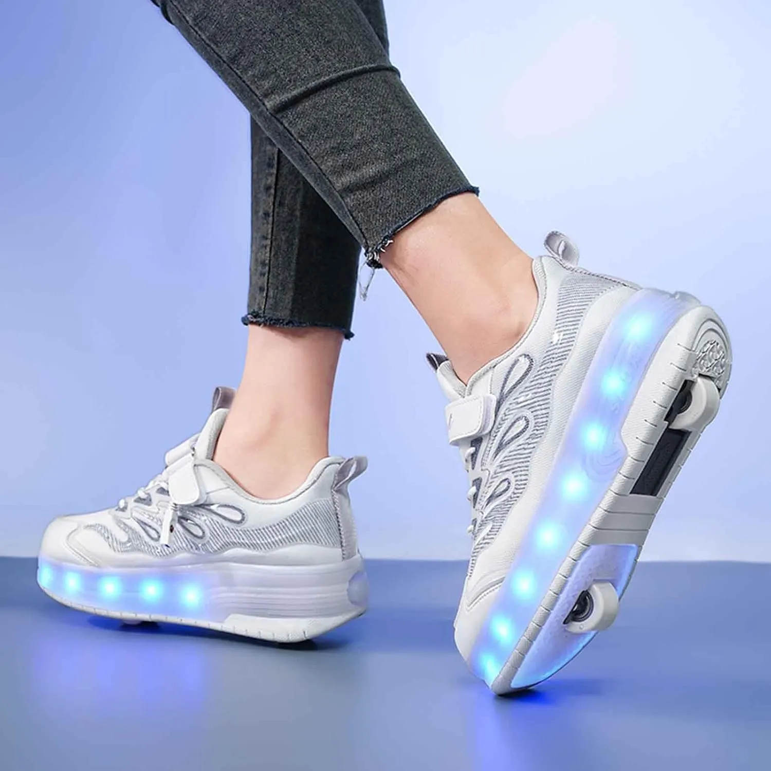 LED Light Up Kids Roller Skate Shoes with 2 Wheel, Sneakers for Boys Girls Birthday Thanksgiving Christmas Day