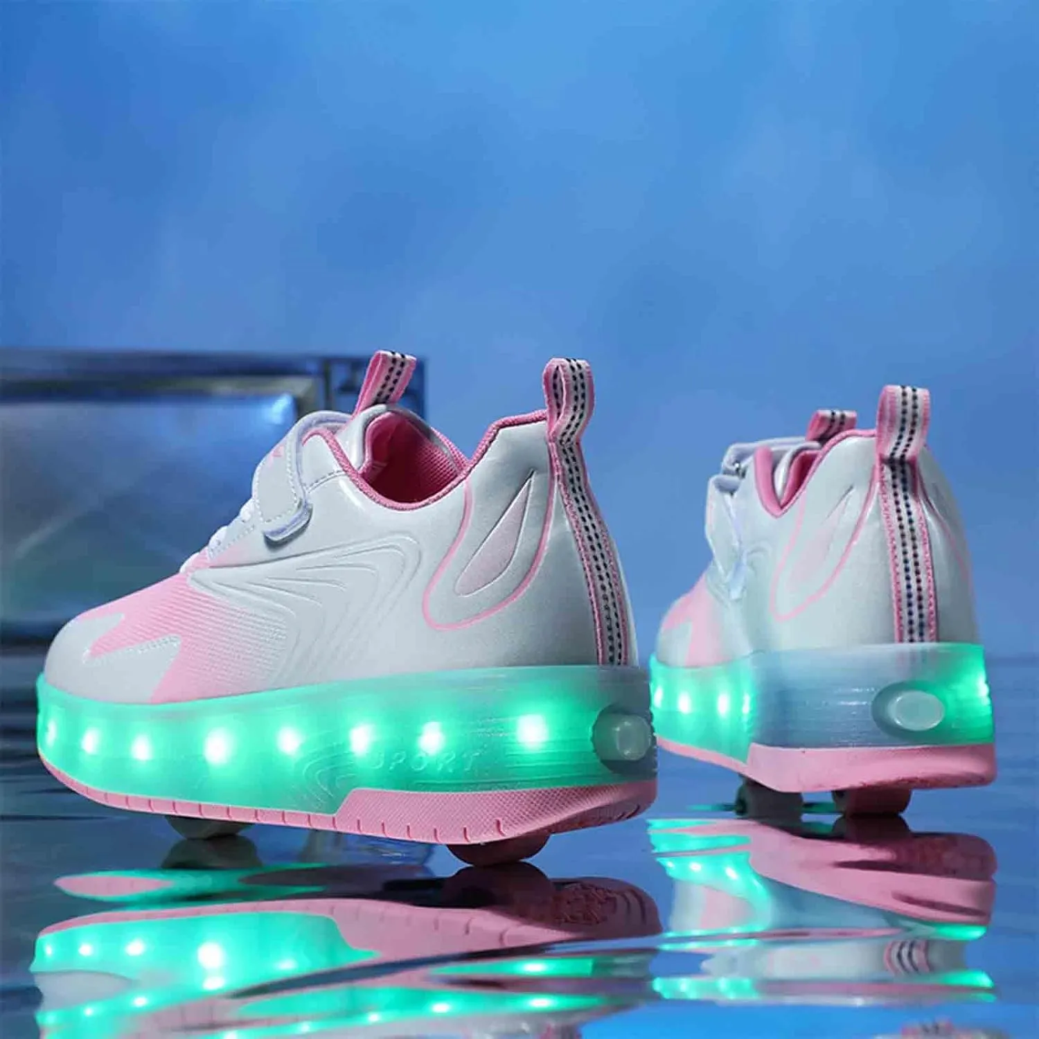 LED Light Up Kids Roller Skate Shoes with 2 Wheels,USB Rechargeable Rallar Shoe Sneakers for Boys Girls Birthday Thanksgiving Christmas Day
