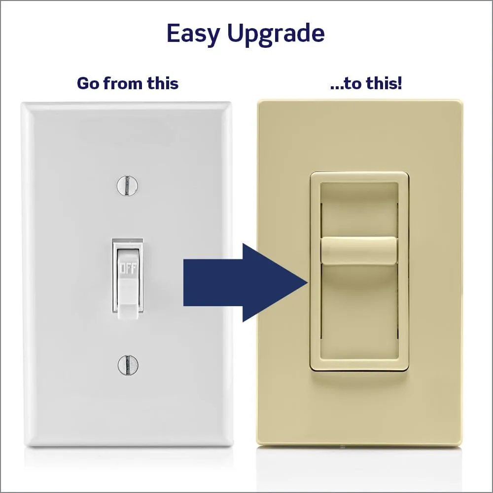 Leviton SureSlide Dimmer Switch for Dimmable LED, Halogen and Incandescent Bulbs, 6672-1LI, Ivory