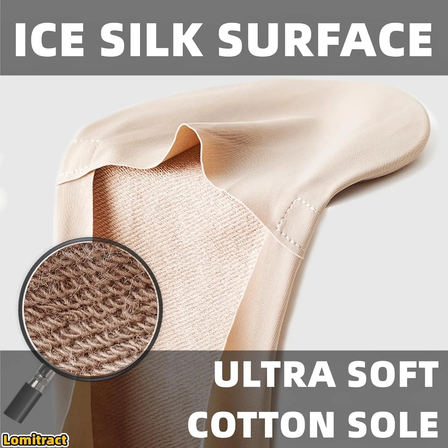 Lomitract Thin No Show Socks (Women 5-12), Made of Ice Silk Surface on the Surface & Cotton on the Bottom